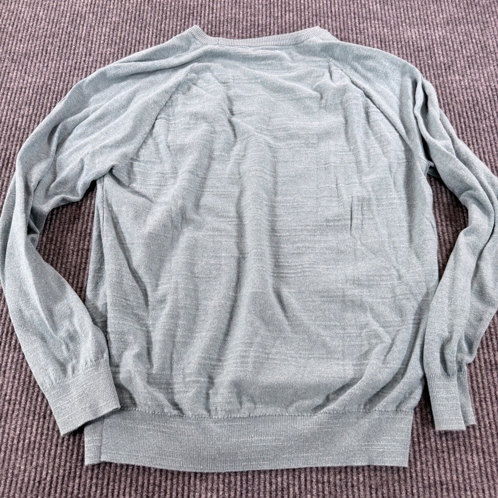 J.Crew Crewneck Sweater Mens Large 100% Cotton Light Blue Green Marled Raglan